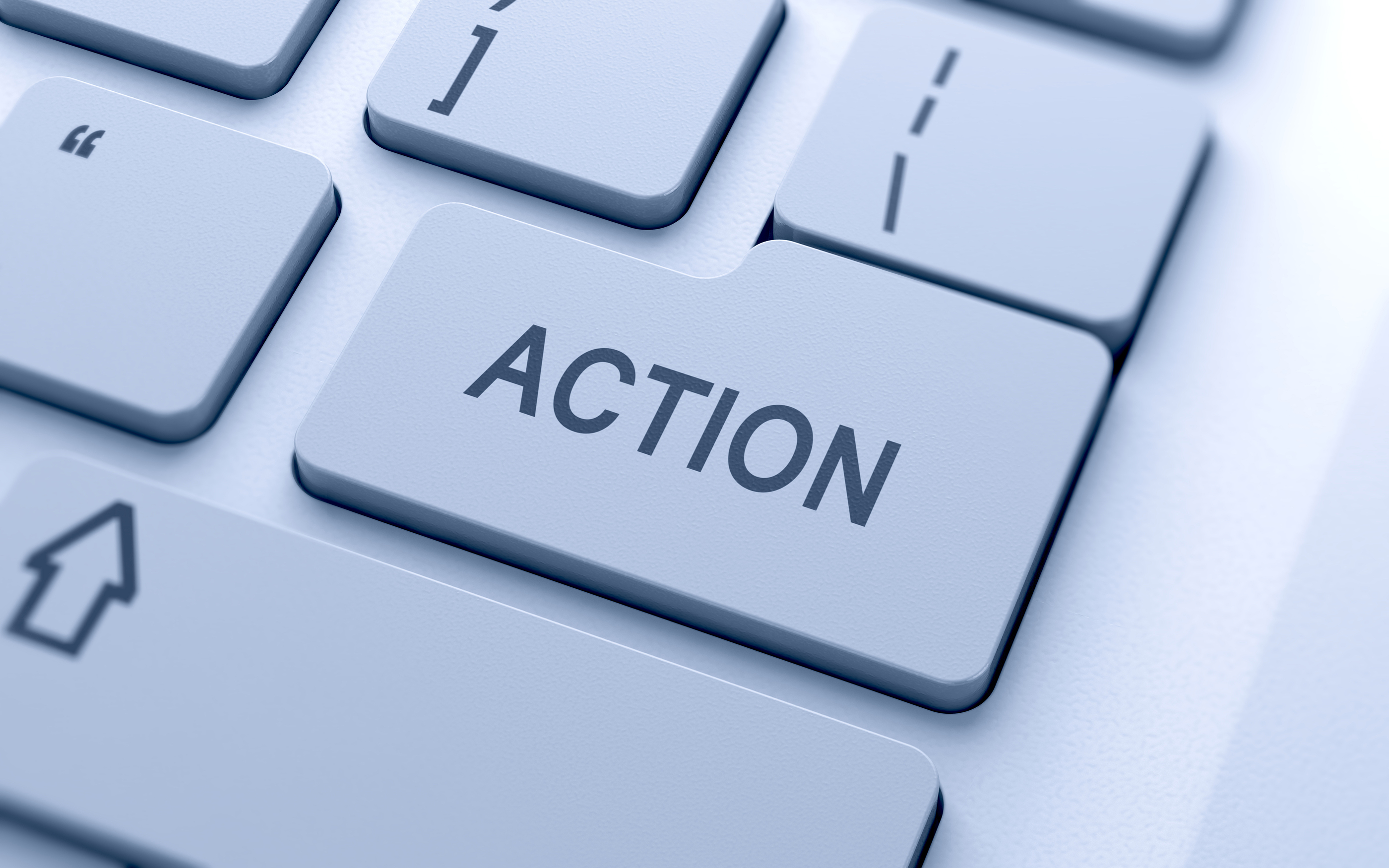Action button on keyboard with soft focus